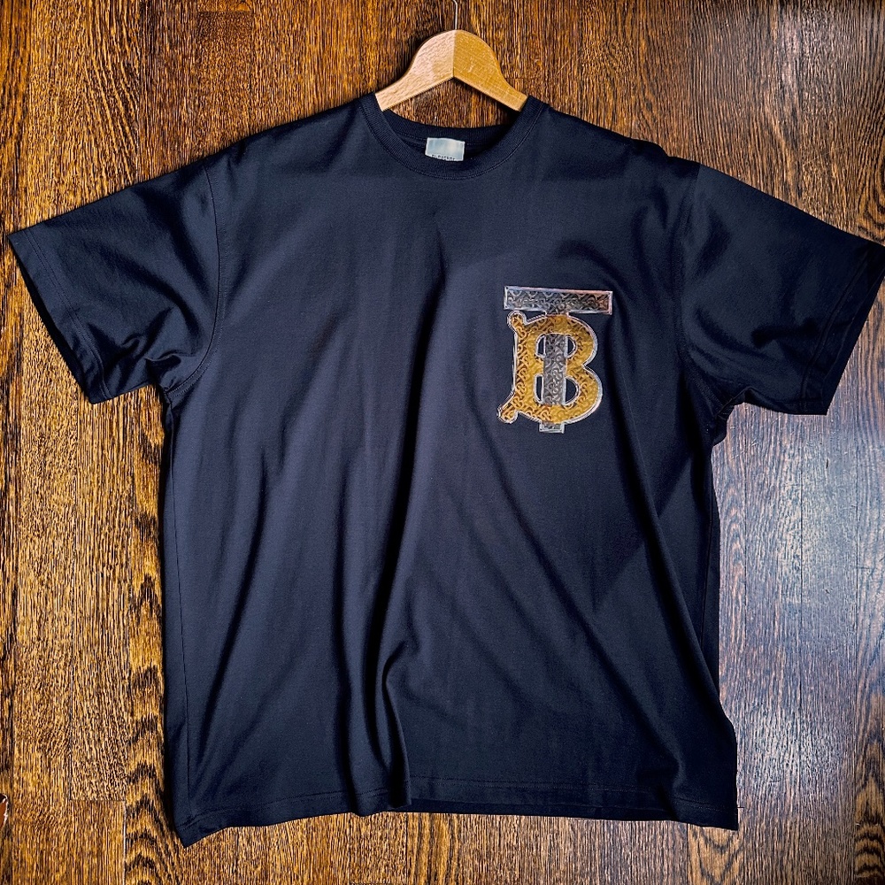 Authentic Burberry TB monogram black t-shirt Size: M ***RARE***NWT***MSRP $550